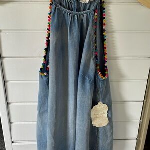 Altar’d State Rainbow Pom Pom Chambray Tank, size Small